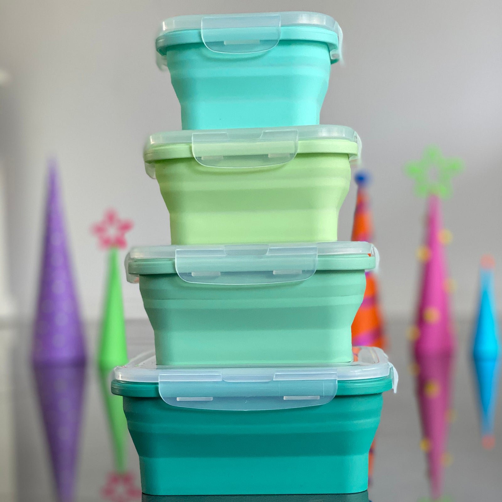Square Food Containers Green Set (4-pc) — 350, 540, 800 & 1200 ml - Image 7