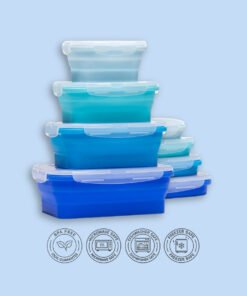 Rectangle Food Containers Sea Set (4-pc) — 350, 540, 800 & 1200 ml