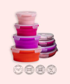 Round Food Containers Sunset Set (4-pc) — 350, 540, 800 & 1200 ml